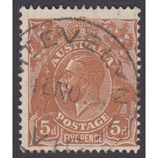 Australian  King George V  5d Brown   Wmk  C of A  Plate Variety 3L58